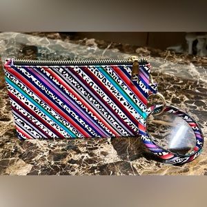 Bangle Wristlet Colorful Cheetah Strip Keychain Clutch.
